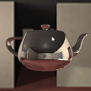 ティーポットへの映り込みも回転する
