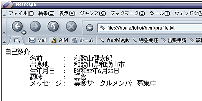 テキストファイルの表示