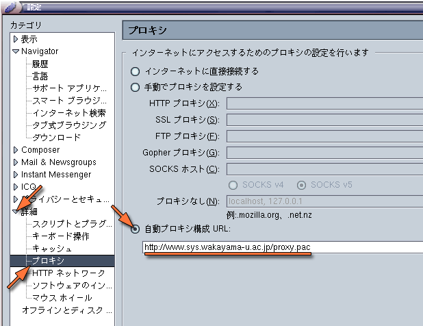 自動プロキシ構成の設定