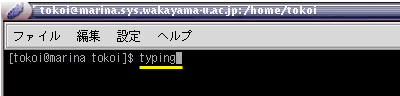 typingコマンドの実行