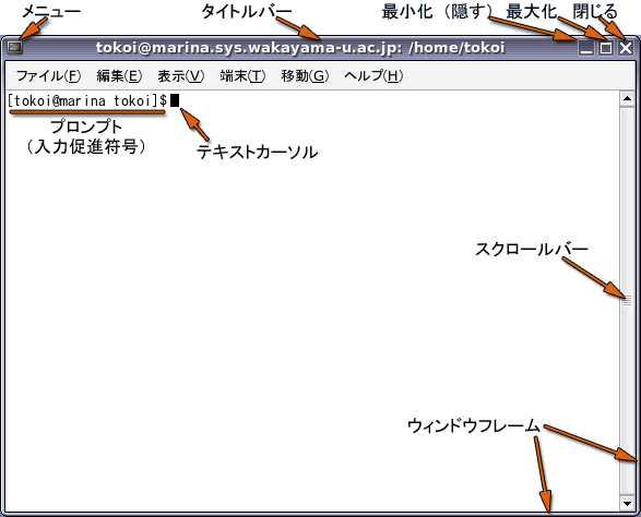 ターミナルウィンドウ