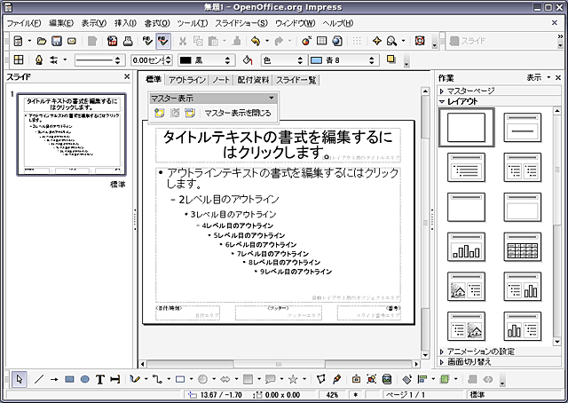 「スタイルのカタログ」ウィンドウの表示