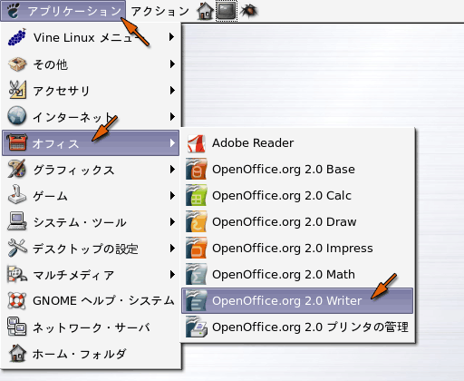 OpenOffice.org の起動