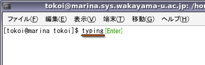 typingコマンドの実行