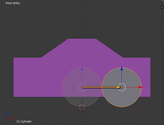 正面図で円柱を移動する
