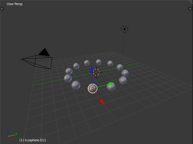 球を円形に配置するスクリプトの実行結果