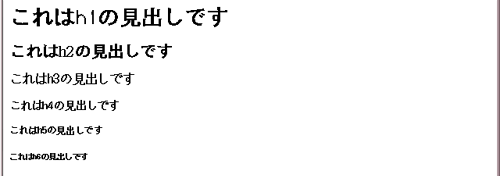 <h1>～<h6>による見出しのマークアップ