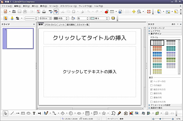 LibreOffice.org Impress の起動画面