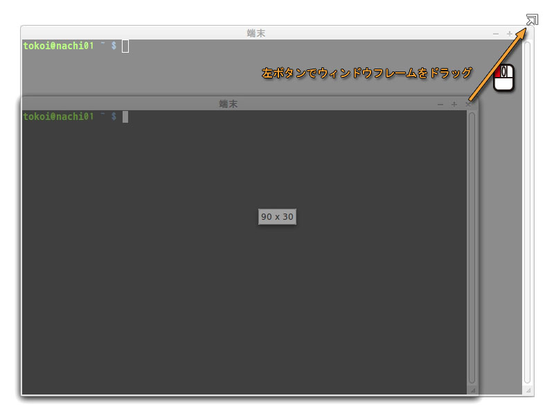 ウィンドウのリサイズ