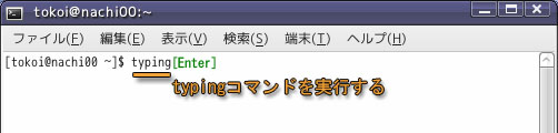 typingコマンドの実行